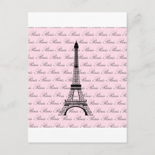 Pink and Black Paris Eiffel Tower Postcard