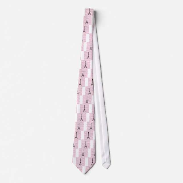 Pink and Black Paris Eiffel Tower Tie (Front)