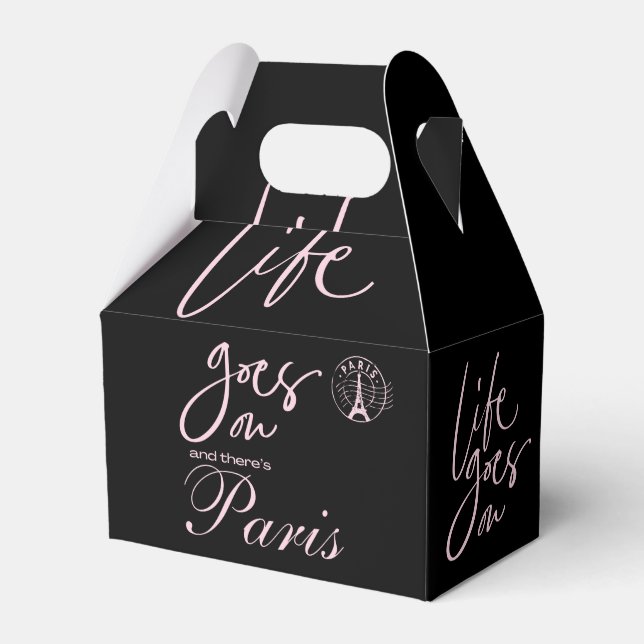 Pink and black paris favour box (Front Side)