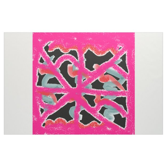 Pink and black patterned cloth cotton (Yard)