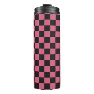 Pink and Black Patterns Chequerboard Check Chequer Thermal Tumbler