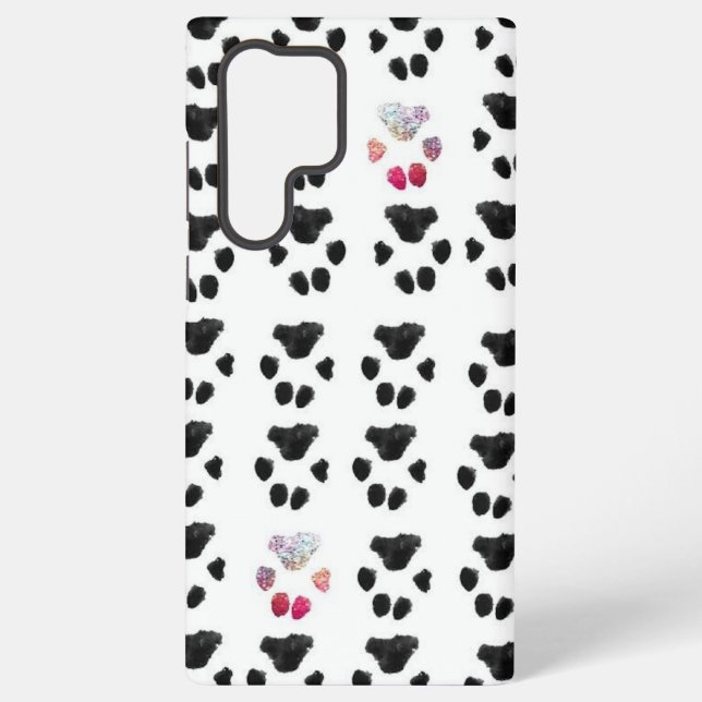 Pink and Black Paw Pattern  Samsung Galaxy S22 Ultra Case (Back)