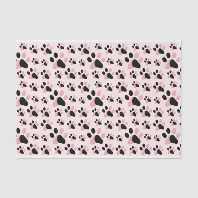 Pink And Black Paw Print  Tissue Paper (Front)