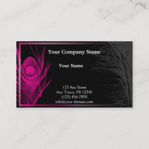 Pink and Black Peacock Business Card