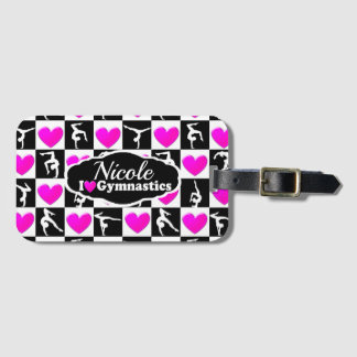 PINK AND BLACK PERSONALIZED GYMNAST DESIGN LUGGAGE TAG