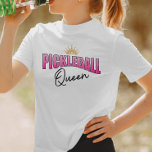 Pink and Black Pickleball Queen Gold Crown T-Shirt<br><div class="desc">Show the others on the court that you’re the reigning pickleball Queen with this fun pickleball t-shirt. This design features pink gradient and black text along with a gold crown…for the Queen of the court!</div>