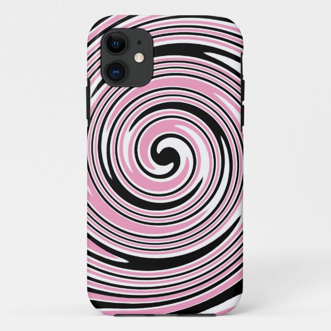Pink and black pinwheel swirl design Case-Mate iPhone case (Back)