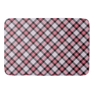 Pink and black Plaid Bath Mat