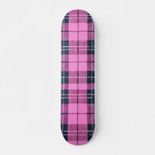 Pink and Black Plaid Bold Pattern Design Skateboard