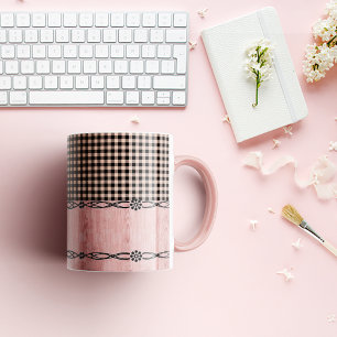 Pink and black plaid Coffee Mug