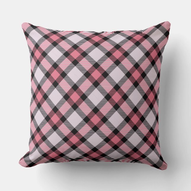 Pink and black Plaid   Cushion (Front)