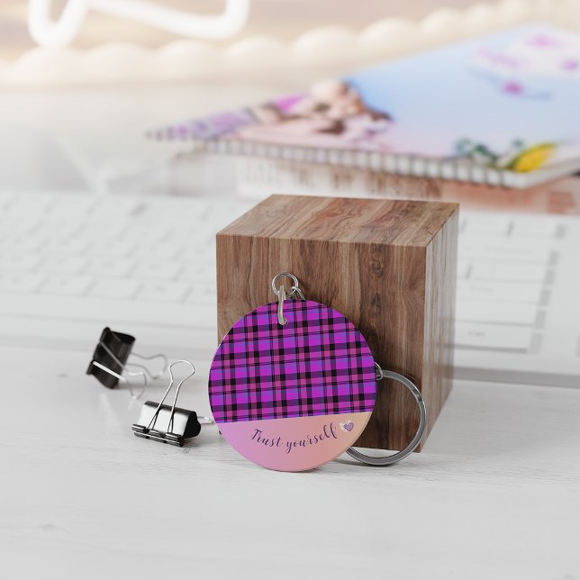 Pink and black plaid keychain (Creator Uploaded)
