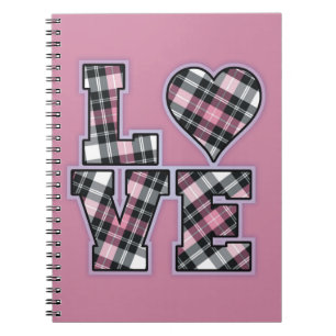 Pink And Black Plaid Stacked LOVE Letters Notebook