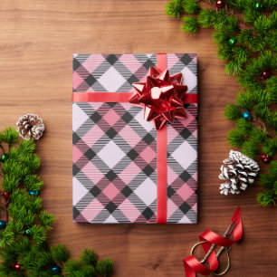 Pink and black Plaid Wrapping Paper