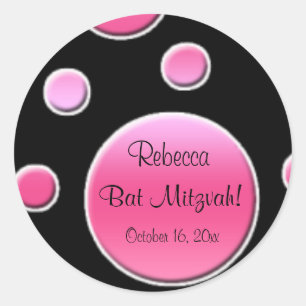 Pink and Black Polka Dot 1.5" Round Sticker