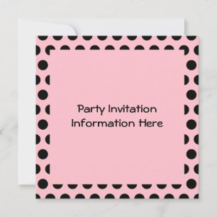 Pink and Black Polka Dot Blank Invitation