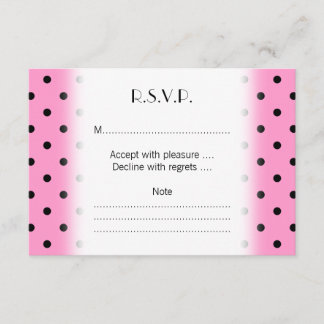 Pink and Black Polka Dot Pattern. RSVP Card