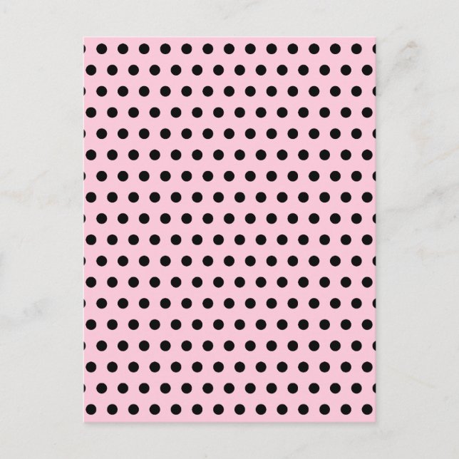 Pink and Black Polka Dot Pattern. Spotty. Postcard (Front)
