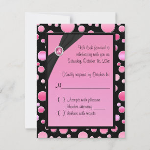 Pink and Black Polka Dot RSVP Card