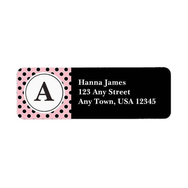 Pink and Black Polka Dots Monogram (Front)