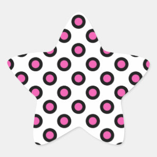 pink and black polka dots products star sticker