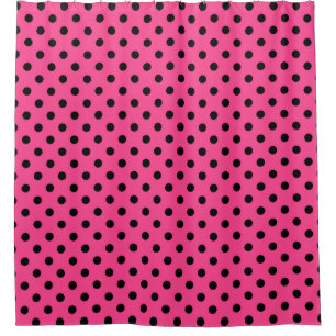 Pink and Black Polka Dots Shower Curtain