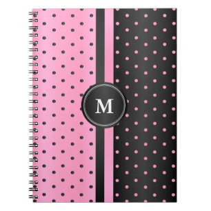 Pink and Black Polka Dots Spiral Notebook