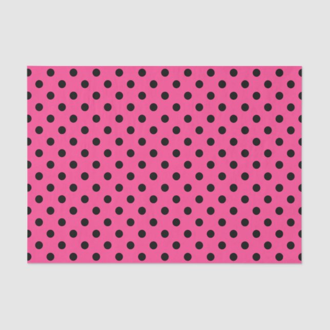 Pink and Black Polka Dots Tissue Paper (Front)