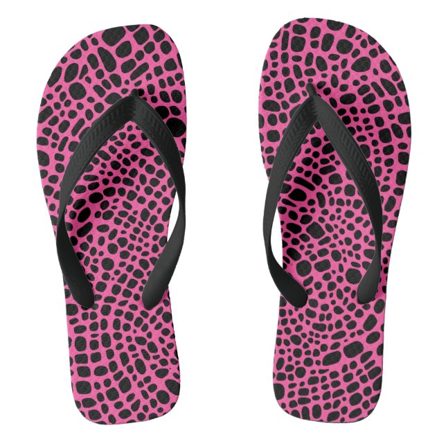 Pink And Black Psychedelic Oragnic Skin Pattern Jandals (Footbed)