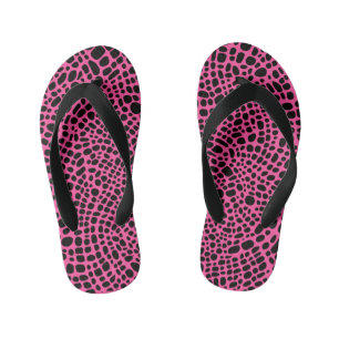 Pink And Black Psychedelic Oragnic Skin Pattern Kid's Jandals