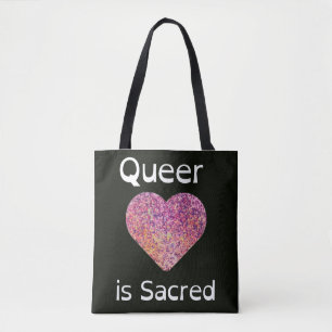 Pink and Black Queer Love Is Sacred Tote Bag