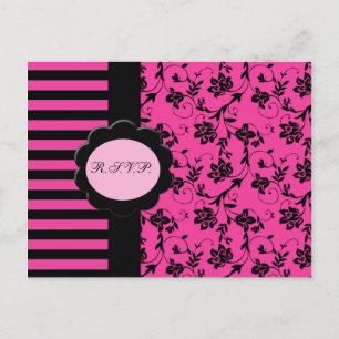 Pink and Black R.S.V.P. Card