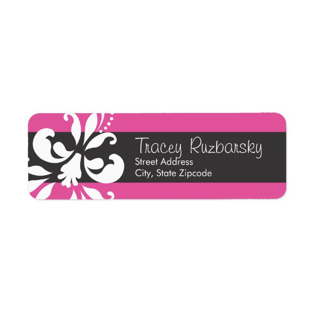 Pink and Black  Return Address Label (Front)