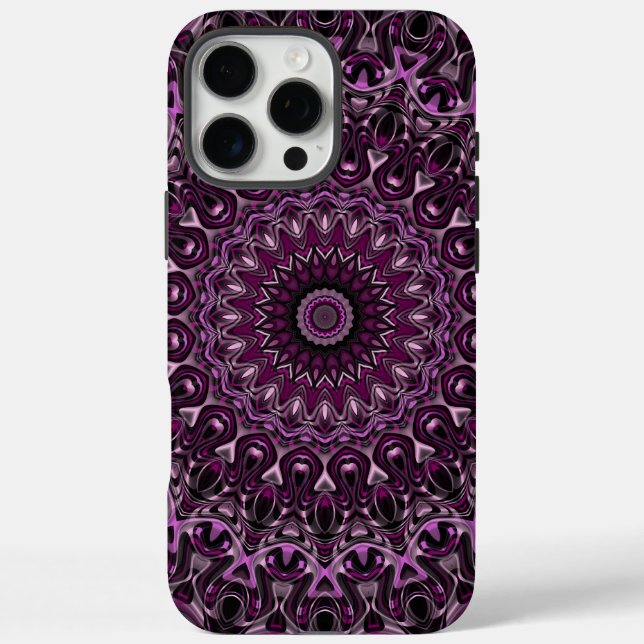 Pink and Black Rose Mandala with Floral Geometry Case-Mate iPhone Case (Back)
