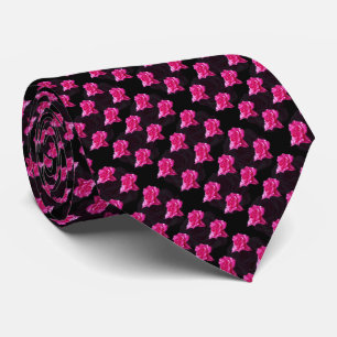 Pink And Black Rose Pattern, Tie