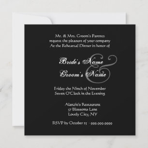 Pink and Black Rose Rehearsal Dinner Invitation