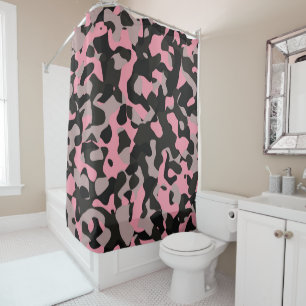 Pink and Black Shower Curtain