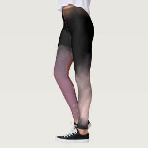 pink and Black Simple Modern galaxy space pattern Leggings