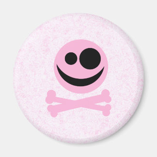 Pink and Black Skull, on a Pink Pattern. Magnet