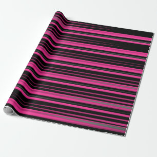 Pink and Black Smeared Lines Wrapping Paper