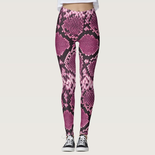 Pink and Black Snakeskin Leggings (Front)