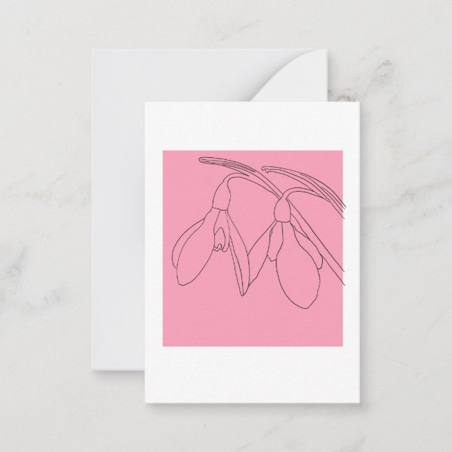 Pink and Black snowdrop flower  Card (Front)