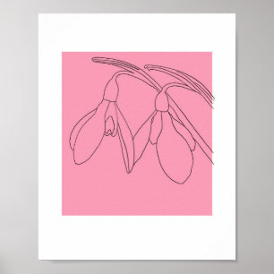 Pink and Black snowdrop flower Poster