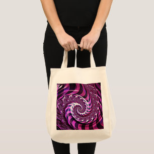 Pink and Black Spiral Illusion Tote Bag