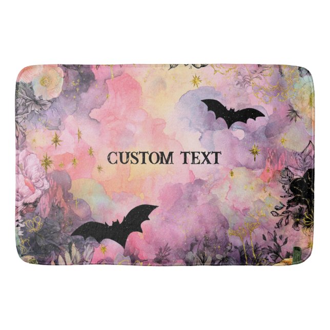 Pink and Black Spooky Season Bath Mat (Front)