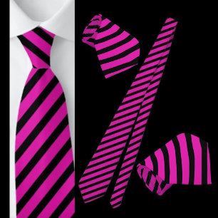 Pink And Black Striped Abstract Pattern Neck Tie