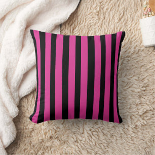 Pink and Black Stripes Cushion