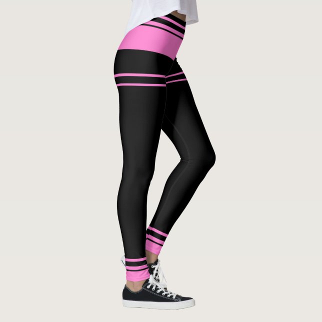 Pink and Black Stripes Leggings (Right)
