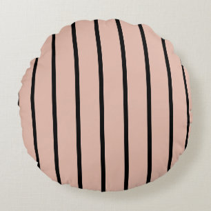 Pink and Black Stripes Round Cushion