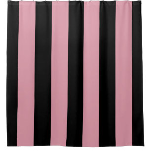 Pink and Black Stripes Shower Curtain